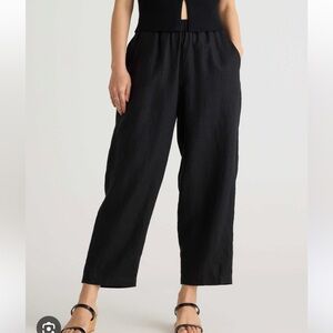 QUINCE BLACK 100% LINEN PULL ON PANTS SZ MEDIUM